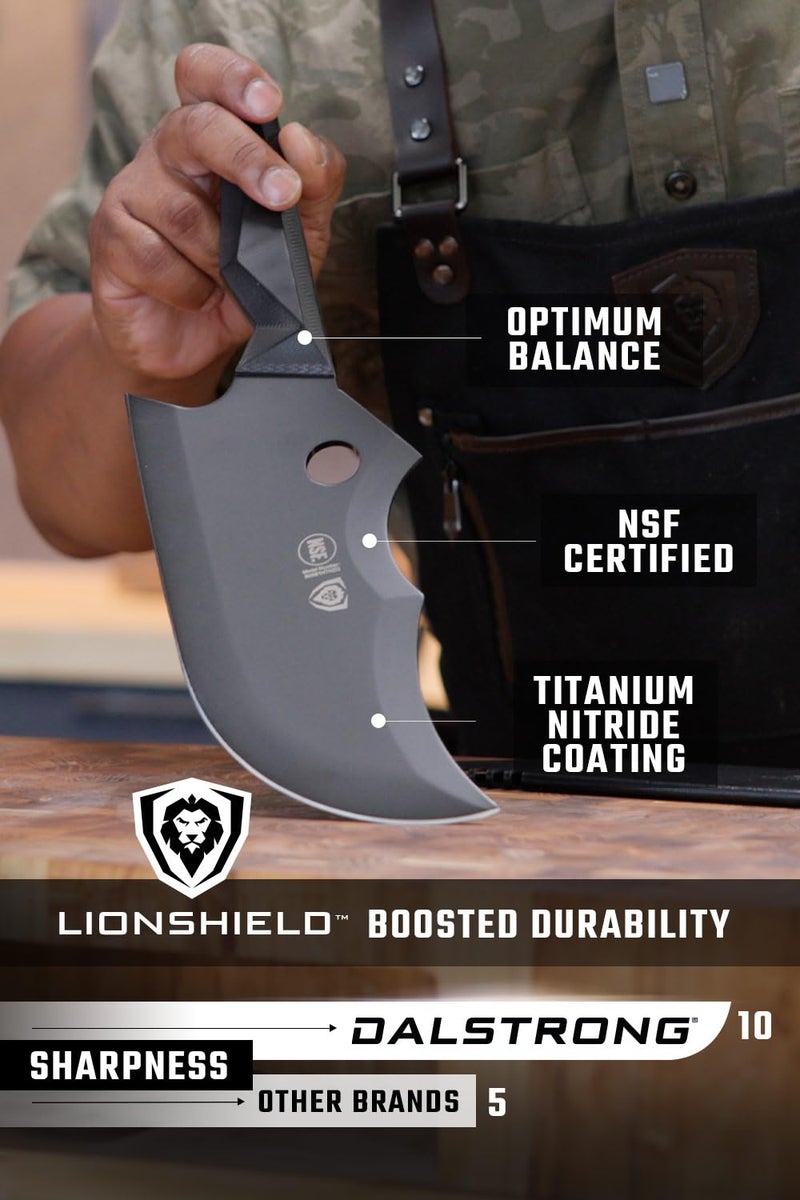 Dalstrong 9" Meat Cleaver - Shadow Black Series, Black Titanium Nitride Coated, High Carbon Vacuum Treated Steel, w/Sheath, Massive Razor Sharp Kitchen Knife Gift, NSF Certified - Image 5